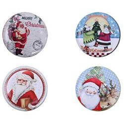 NUOBESTY 4pcs Christmas Tinplate Candy Jar Biscuit Cookie Gifts Storage Case Xmas Holiday Ornament Decoration