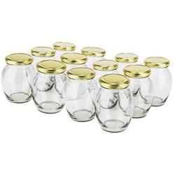 PrestoWare 1351, 0.35L / 11.8 oz Glass Jar for Jam, Honey, Wedding Favors, Shower Favors, Baby Foods, Canning, Spices, Vintage Jar with Metal Screw Lid (12)