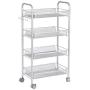 Lookvv 4-Tier Rolling Cart with Shelves Metal Rolling Basket Stand Mobile Storage Organizer Kitchen & Bathroom