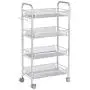 Lookvv 4-Tier Rolling Cart with Shelves Metal Rolling Basket Stand Mobile Storage Organizer Kitchen & Bathroom