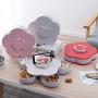 m?kvfa Bloom Rotating Snack Box Flower Design Candy Food Storage Box Jewelry Organizer Creative Fruit Box Candy Dish Compartment Snack Plate (Pink)