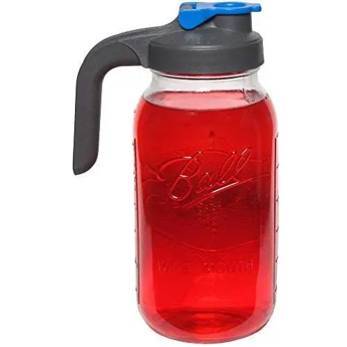 Glass 2 Quart Mason Jar Pitcher by County Line Kitchen ? Classic Style, 2 Quart Ball Jar, Wide Mouth, Heavy Duty Glass Pitcher