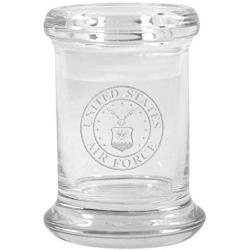 Clear Glass Herb Stash Jar and Lid 2.75 oz with US Airforce Logo from Smoke Promos