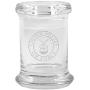 Clear Glass Herb Stash Jar and Lid 2.75 oz with US Airforce Logo from Smoke Promos