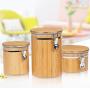 Food Tank Kitchen Tea Cans Nuts Storage Jar Sealed Grains Bamboo Container Spice Round Lid,S