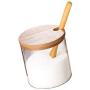 Spice Jars Kitchen Concise Clear Condiment Jars Storage Containers with Wooden Spoon Bamboo Lid for Serving Sugar Coffee,as picture