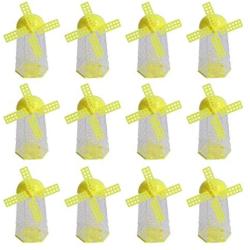 STOBOK Candy Holder Jar Plastic Windmill Shape Wedding Favors Container Sugar jar for Wedding Birthday Party Christmas Supplies 12pcs (Yellow)