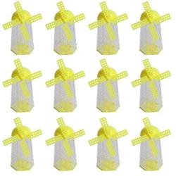 STOBOK Candy Holder Jar Plastic Windmill Shape Wedding Favors Container Sugar jar for Wedding Birthday Party Christmas Supplies 12pcs (Yellow)