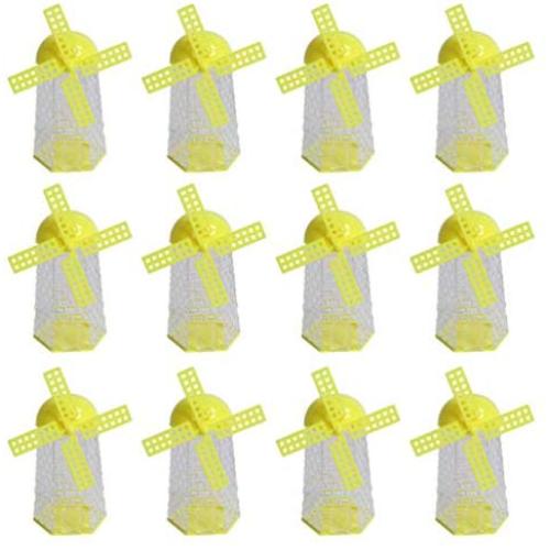 STOBOK Candy Holder Jar Plastic Windmill Shape Wedding Favors Container Sugar jar for Wedding Birthday Party Christmas Supplies 12pcs (Yellow)