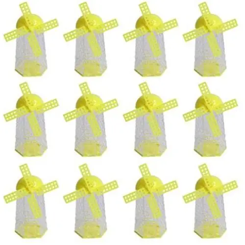 STOBOK Süßigkeitenbehälter Glas Windmühlenform Hochzeit Gastgeschenke Behälter Zuckerglaskaraffe für Hochzeit Geburtstag Weihnachten 12 Stück (Gelb)