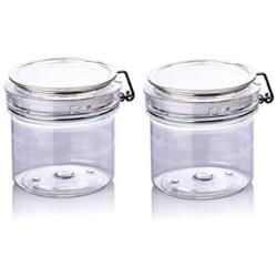 Pinklife 2 PCS Airtight Jar,Wide Mouth Jars,Cosmetic containers Jars for Hair Conditioner,Body Scrubs and Lotions,Storage Canister Jars for Sugar and Flour,2.9x3.3 (Clear)