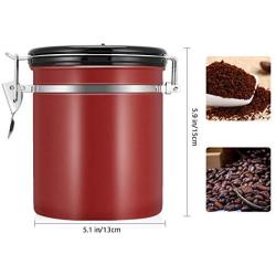 Airscape Coffee Beans Storage Canister Stainless Steel Airtight Coffee Beans Container Storage Canister Can-1.5L(burgundy)