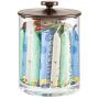 mDesign Modern Round Kitchen Countertop Storage Organizer Canister Jar for Sugar, Flour, Tea, Coffee, Spices, Candy, and Beans, 2 Pack - Clear/Bronze