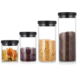 WH- 4 Sets Beans Sealed Glass Jar Storage Tank Nut Snack Food Storage Milk Cans Tea Caddy