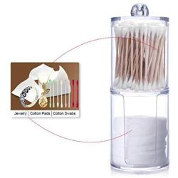 Creative Clear Acrylic Storage Jar Holder Transparent Cotton Swabs Stick Cosmetic Makeup Cotton Pad Jar Makeup Organizer Case,Clear