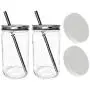 Reusable Smoothie Cup Extra Wide Mouth Glass Mason Jar 32oz with Smoothie Stainless Steel Straw/Smoothie Cup with Lid and Straw-includes Leak Proof Cap by Jarming Collections (2) Reusable Smoothie Cup Extra Wide Mouth Glass Mason Jar 32oz with Smoothie Stainless Steel Straw/Smoothie Cup with Lid and Straw-includes Leak Proof Cap by Jarming Collections (2)