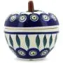 Porzellan Topf mit Apfelfigur (3 Zoll), Peacock Leaves Motiv + Echtheitszertifikat