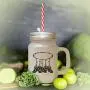 Roter Traumfänger Ring Bild, Frostglas Mason Jar mit Stroh 

以下是一些备选翻译，选择第一个：

Roter Traumfänger Ring-Bild aus frostgiertem Glas Mason Jar mit Strohhalme