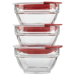 Rubbermaid Easy Find Lids Glass Food Storage Container, 1 Cup, Racer Red, 3 Count 2856009