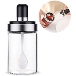 TNKML Clear Glass Cruet Spice Seasoning Box Storage Container Condiment Jars Durable For Honey Pepper Salt Storage-B