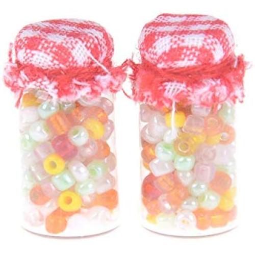 Autumn Water 1:12 Mini jar Food Decor Dollhouse Miniature 2Pcs Mini Glass Candy Canister Glass Candy Canister 1/12 Accessories