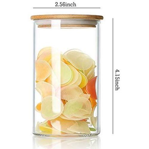 DecentGadget Glass Jar Storage Canisters Tea Containers Airtight Bamboo Sealing Lid (12-Ounce)