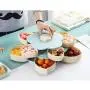 Blühende Drehbare Snackbox mit Blumenmuster – Süßigkeiten- und Schmuckbehälter, 10 Fächer – BPA-frei – Geschirrspülerfest (Blau)