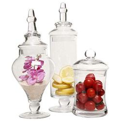 3 Piece Set Glass Apothecary Jars Weddings Food Storage Tank Buffet Candy Storage Bottles by Candora