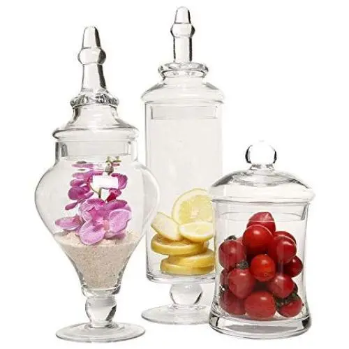 3 Piece Set Glass Apothecary Jars Weddings Food Storage Tank Buffet Candy Storage Bottles by Candora
