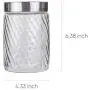 Glas Küchenvorratsbehälter Glaskaraffen mit Edelstahlverschlüssen und 8 Etiketten & 1 KreideMarker für die Küche, Set von 6, 27 oz (Diagonales Streifenmuster)