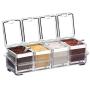 SZQL Clear Seasoning Rack Spice Pots - 4 Piece Acrylic Seasoning - Storage Container Condiment Jars Non-Slip Design
