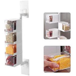 Goscrazy Seasoning Rack, Spice Rack for Wall 4 Floor Rotatable Seasoning Storage Box,Storage Container Condiment Jars