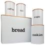 Bread Box (Extra Large) and 4 Piece Kitchen Canister Set w Bread Cutting Board- Deluxe Food Storage Containers with Air Tight Bamboo Lids