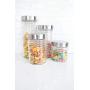 Home Basics Beehive 4 Piece Glass Canister Set with Stainless Steel Air Tight Lids
