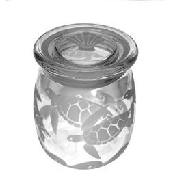 IncisoArt Hand Etched Vibe Storage Jar Sandblasted (Sand Carved) Glass Handmade USA Custom (Sea Turtles Waves, 27 Ounce (798ml))