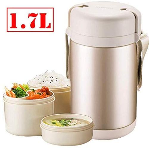 Food Flask,Vacuum Insulated Stainless Steel Food Jar, 3 Separate Storage Lunch Box for Hot and Cold Food, for Kids and Adults