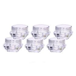 6pcs 3g 3ml Clear Empty Refillable Travel Acrylic Square Diamond Shape Cosmetic Jar Pot Sample Containers Makeup Face Cream Lip Balm Eye Shadow Sample Storage Box Case