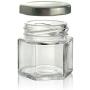 Mini Hexagon Glass Jars - 1.5 oz Set of 24 Glass Jars with Silver Caps with Chalkboard Labels and Marker - Perfect for Spices, Honey, Canning, Gifts and Crafts