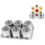 CSPFAIRY Stainless Steel Magnetic Spice Box Kitchen Spice Jars Seal Magnet Jar Seasoning Refrigerator Box Multifunction 6 Pcs/Set