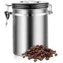 ZXYWW Stainless Steel Airtight Food Storage Jars, Keep Dry Fresh Kitchen Round Sugar and Flour Canisters, for Coffee/Beans/Tea/Cereal(1100Ml/1400Ml/1800 Ml),1400ml