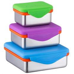 Stainless Steel Food Containers with Snapping Seal Leak-proof Lids Set of 3-6oz 12oz 22oz