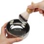 Shaving Cup and Brush Set with Mirror, Segbeauty Beard Shaving Cream Kit, Mirrored Stainless Steel Cream Bowl and Nylon Bristles Natural Crude Wood Handle Brush for Men, Traditional Wet Shaving Set