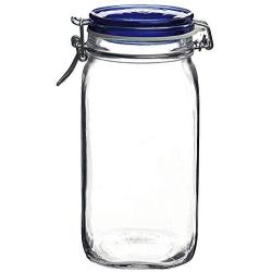 Bormioli Rocco Fido Square Jar with Blue Lid, 1.50 Liter (Pack of 2)