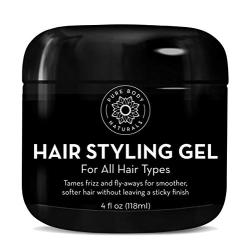 Hair Gel for Men, Natural Ingredients and Chemical Free with Hydrating Aloe For Firm, Healthy Hair by Pure Body Naturals, 4 Fl Oz