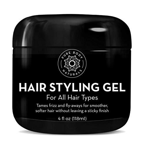 Hair Gel for Men, Natural Ingredients and Chemical Free with Hydrating Aloe For Firm, Healthy Hair by Pure Body Naturals, 4 Fl Oz