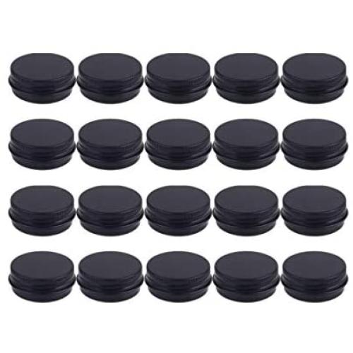 Pixnor 20Pcs Aluminum Tin Jars, Refillable Containers 15ml Round Lip Balm Tin Containers with Screw Thread Lid for Home Travel