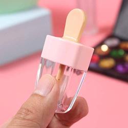 RONRONS 30 Pieces 8ml/0.27Oz Pink Ice-cream Shaped Lip Gloss Tubes Empty Lipgloss Container Plastic Lip Balm Tubes Refillable Clear Lip Glaze Tube Bottles with Rubber Plugs for DIY Cosmetics