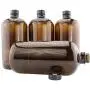 32-Ounze Bernstein Kombucha Growler-Flaschen (4er-Pack); 1 Liter Boston Runde Glasflaschen mit 6 Polykon Phenol Gummistopfen für die Hausbrauerei