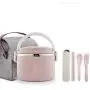 Thermos Food Jar Thermos Stainless Food Flask,Leak Proof Insulated Food Containers,With Spoon And Portable Bag,Multi-storey (Color : Pink, Size : 1000ML)
