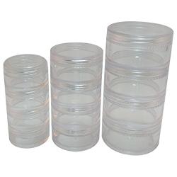 Made in Taiwan Transparent Clear Makeup 4 Stack Plastic Jar 3 Kinds of Size (2 Sets)